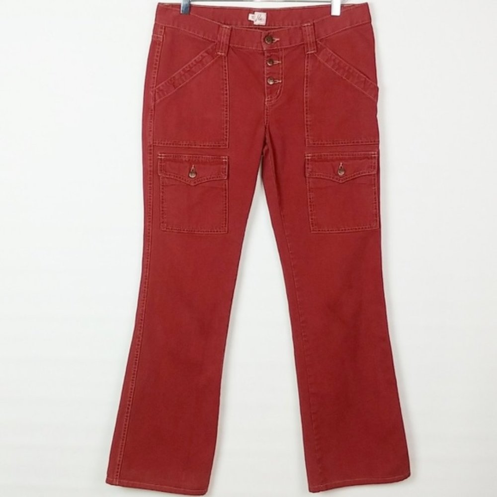 Joie | Red "So Real" Bootcut Cargo Jeans
